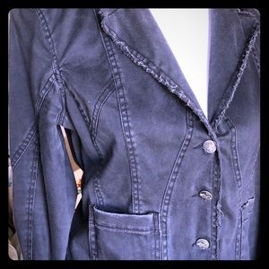 Cropped Stretch Button Up Rocker Jacket